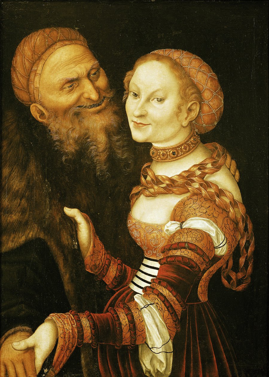 Kurtisanen och den gamle, ca 1530 av Lucas Cranach the Elder
