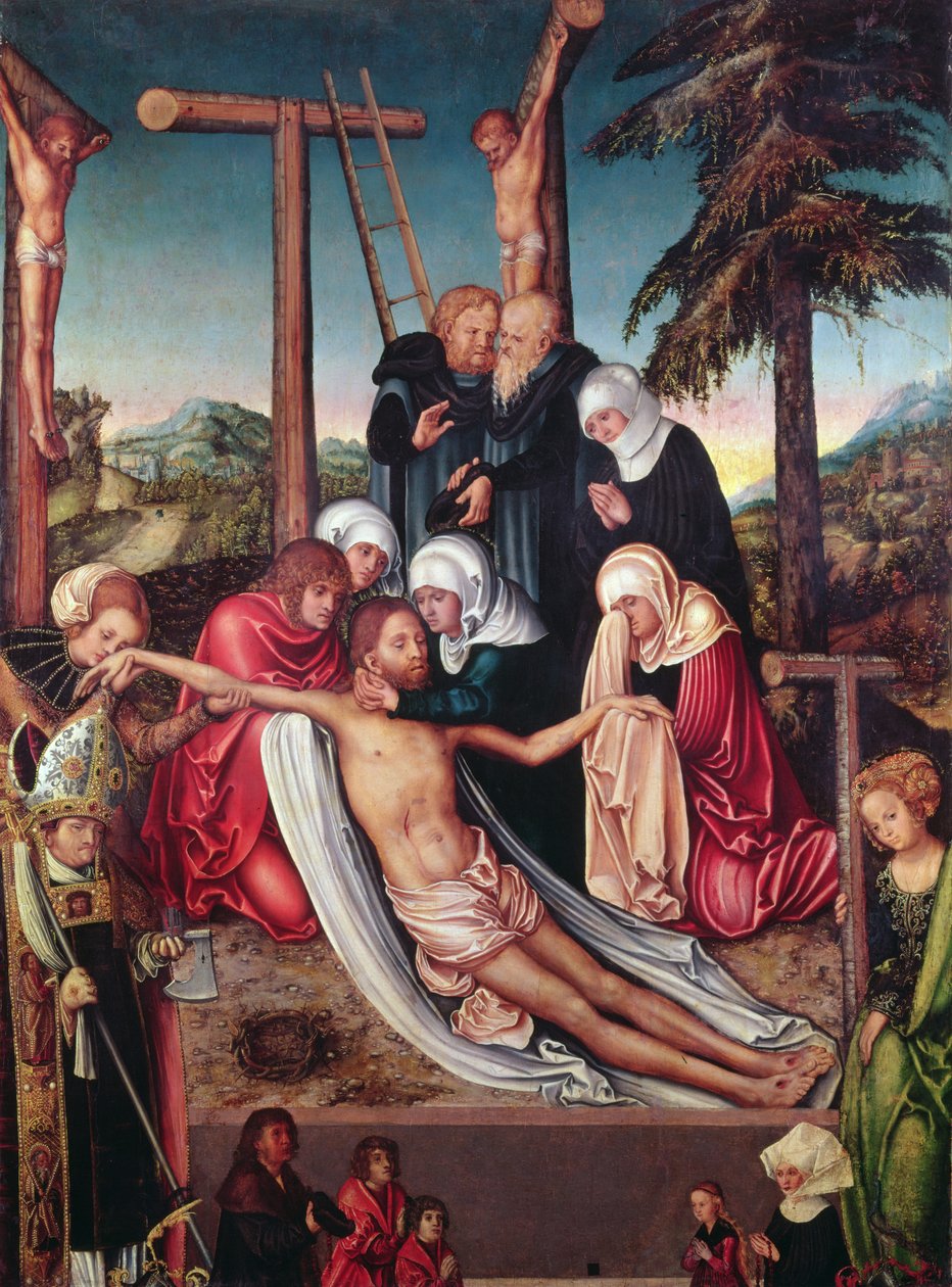 Klagesangen over den døde Kristus (panel) swed av Lucas Cranach the Elder