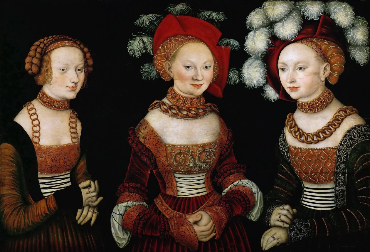 The Princesses Sibylla, Emilia and Sidonia of Saxony av Lucas Cranach the Elder