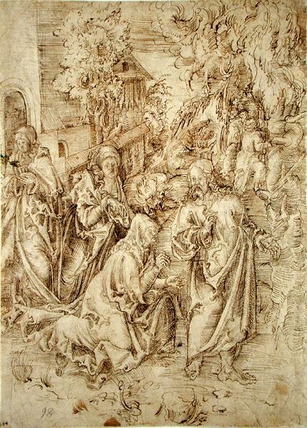 Kristus tar avsked av sin mor (penna och bläck på papper) av Lucas Cranach the Elder