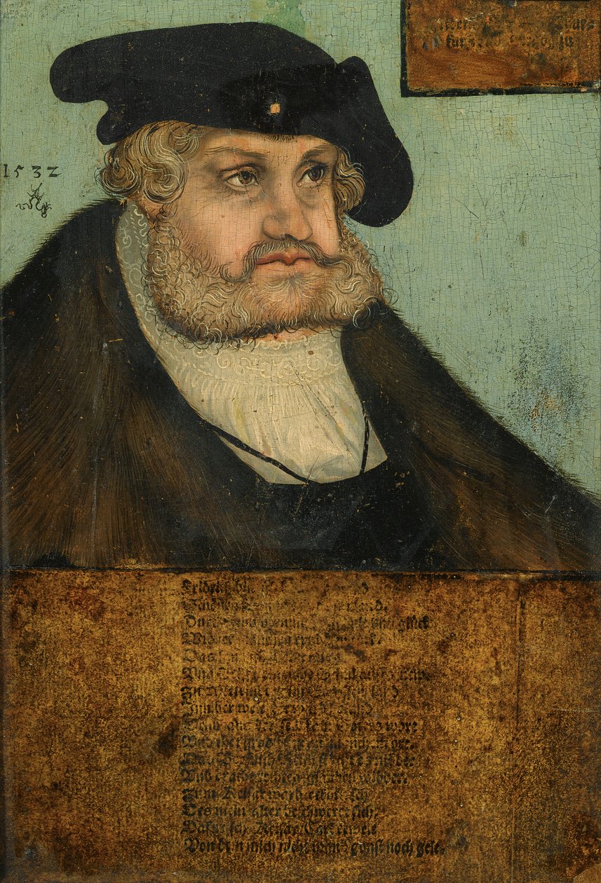 Porträtt av kurfursten Friedrich III. av Sachsen, (Friedrich den vise) (1463-1525) av Lucas Cranach the Elder