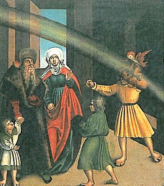 The Ten Commandments 4th Commandment detail av Lucas Cranach the Elder