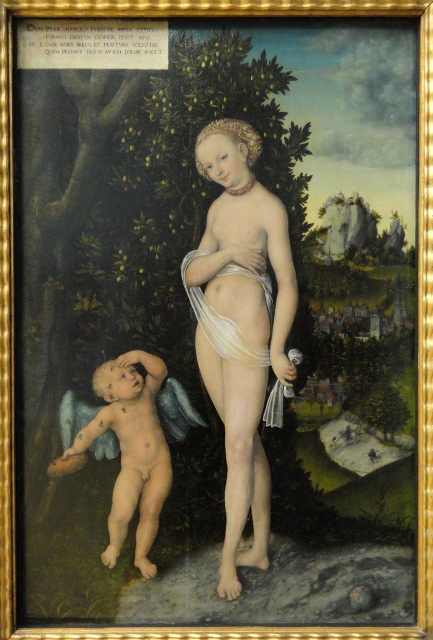 Venus och Amor, honungstjuven av Lucas Cranach the Elder