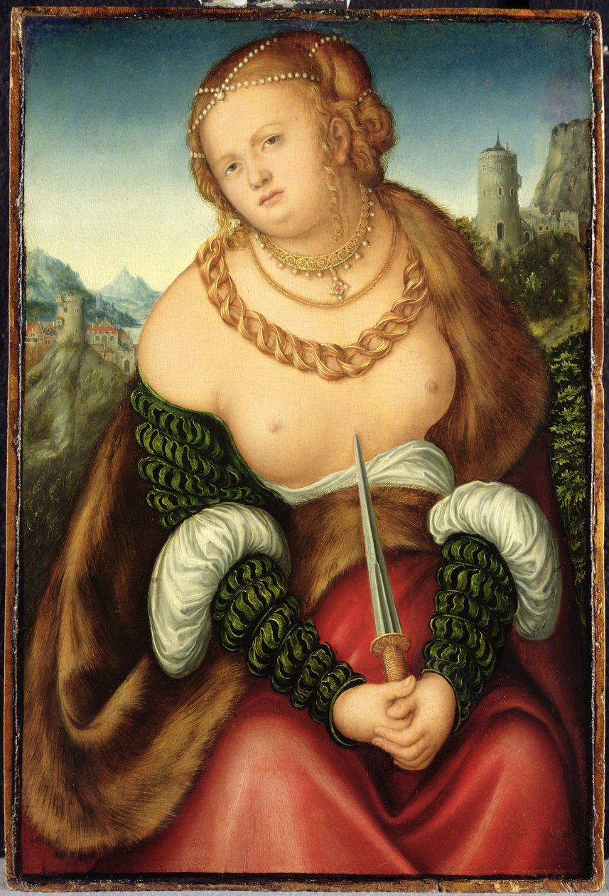 The Death of Lucretia  av Lucas studio of Cranach