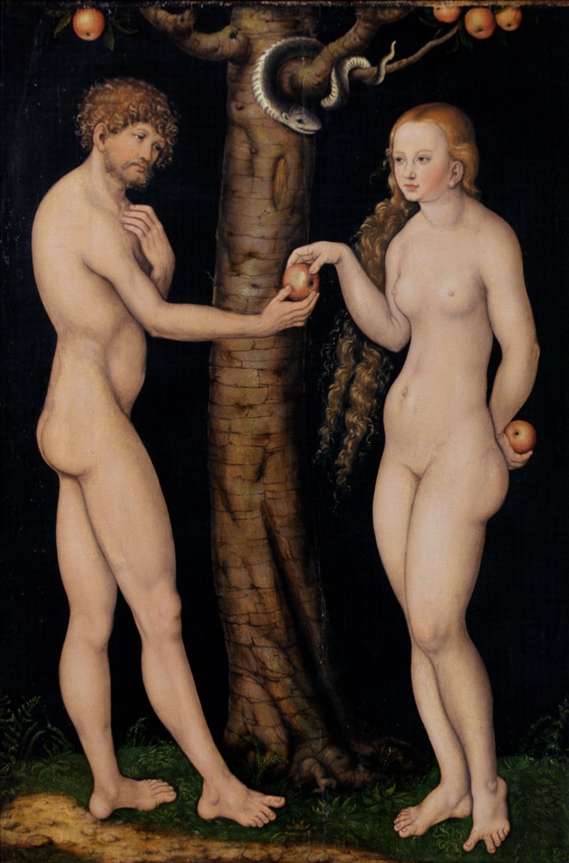 Adam och Eva i Edens lustgård, ca 1520-25 (olja på trä) av Lucas Cranach the Elder
