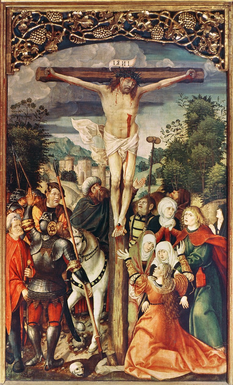 Altartavla som visar Kristi liv, detalj av korsfästelsen, 1508-17 av Lucas Cranach the Elder