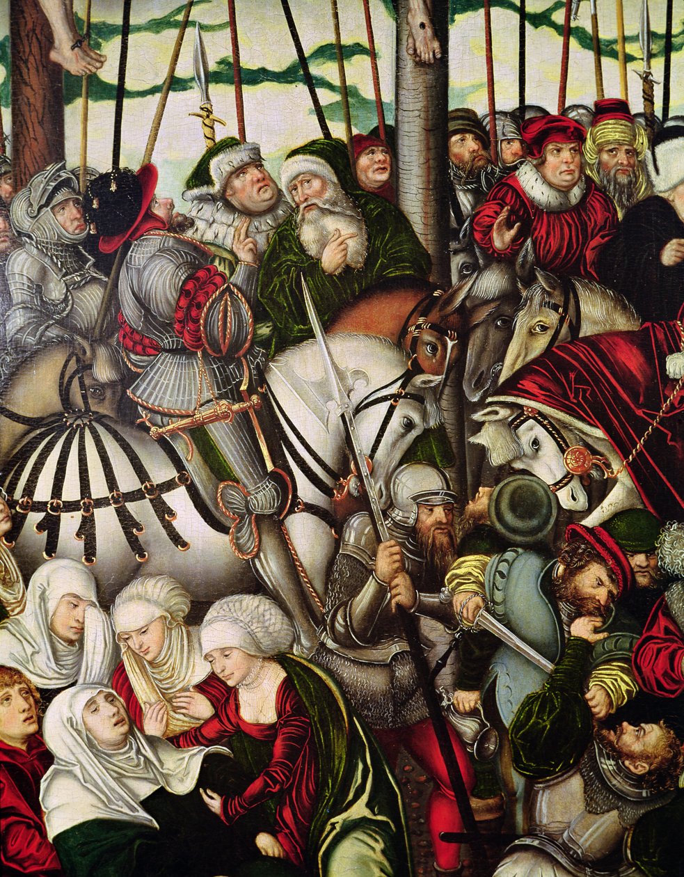Golgata (detalj av folkmassan vid foten av korset) av Lucas Cranach the Elder