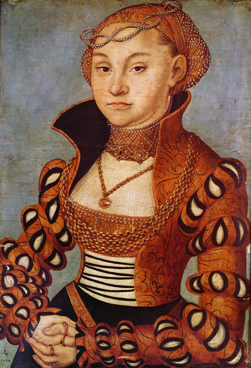 Porträtt av en ädel saxisk kvinna, 1534 (olja på trä) av Lucas Cranach the Elder