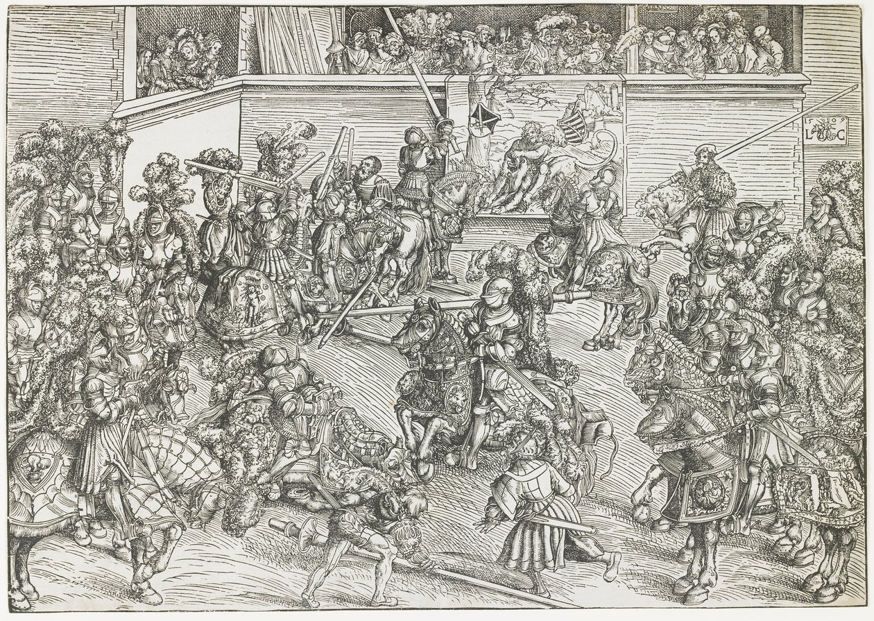 Den andra turneringen med gobeläng av Simson och lejonet, 1509 av Lucas Cranach the Elder
