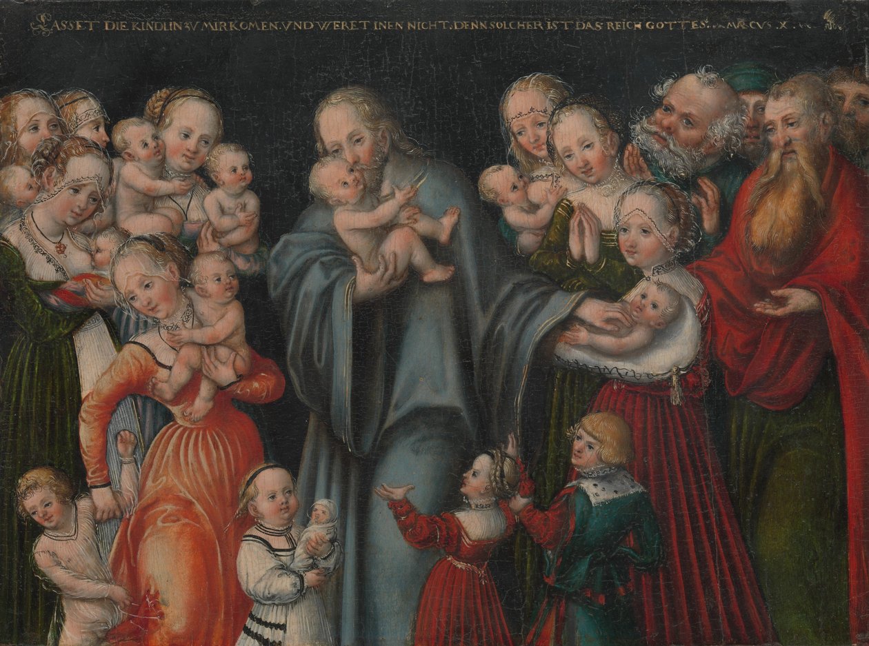 Kristus välsignar barnen, ca 1545-50 av Lucas the Younger Cranach