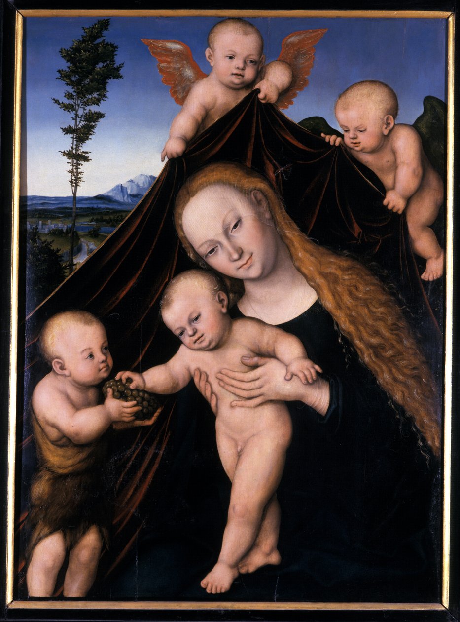 Madonna och barn med Johannes Döparen, 1534 av Lucas the Younger Cranach