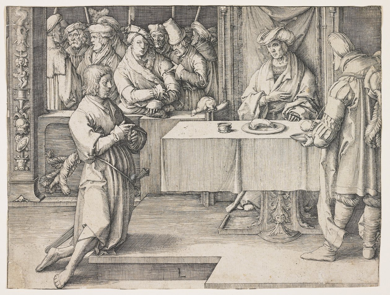 Josef tolkar faraos drömmar, 1512 av Lucas van Leyden