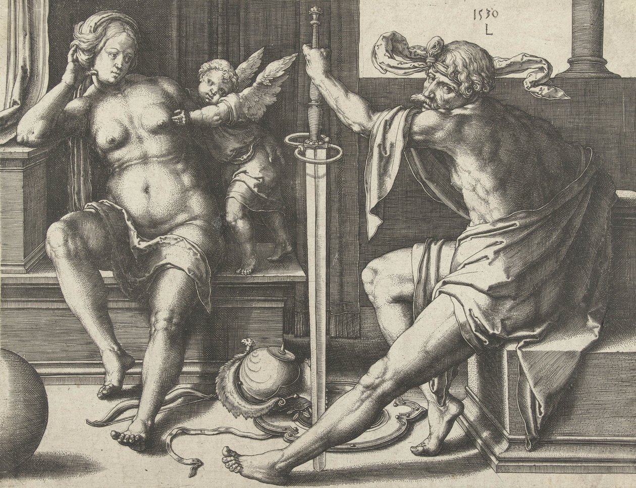 Mars, Venus och Amor, 1530 av Lucas van Leyden
