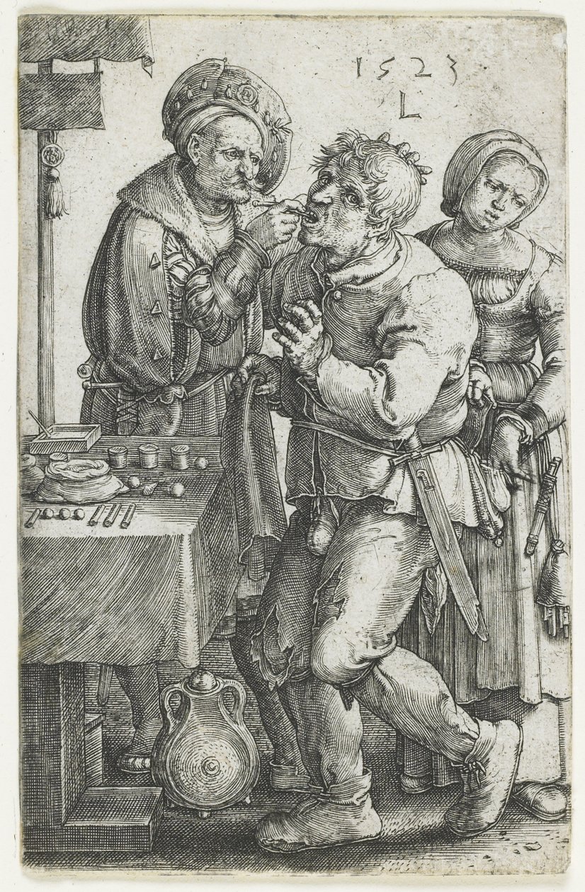 Tandläkaren, 1523 av Lucas van Leyden