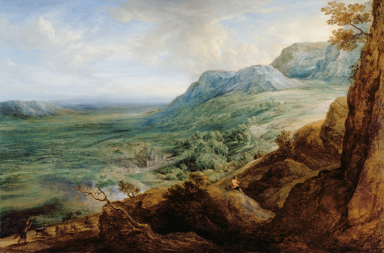 Escorialen, från en fot av Guadarramabergen av Lucas van Uden