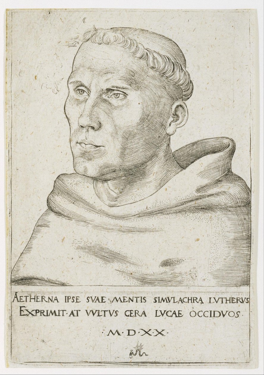 Martin Luther, Bust in Three-Quarter View av Lucas Cranach the Elder