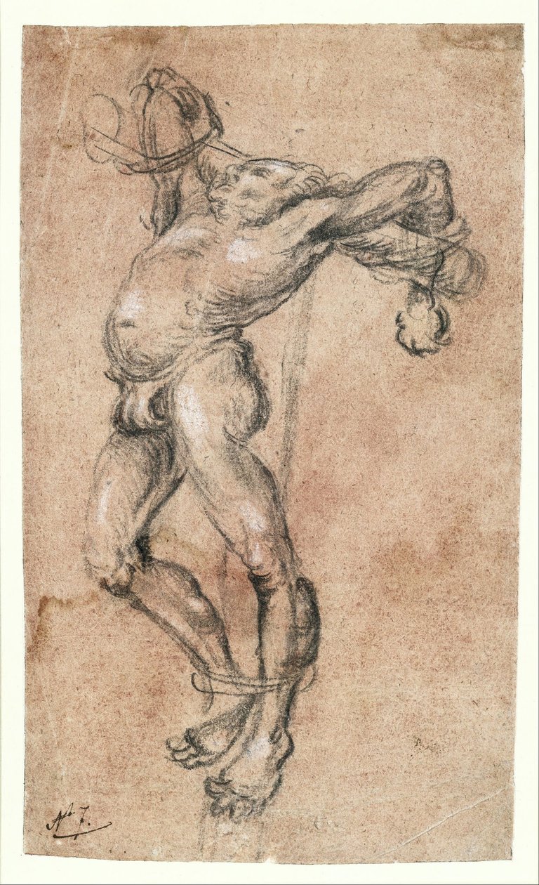 Thief on the cross, facing left av Lucas Cranach the Elder