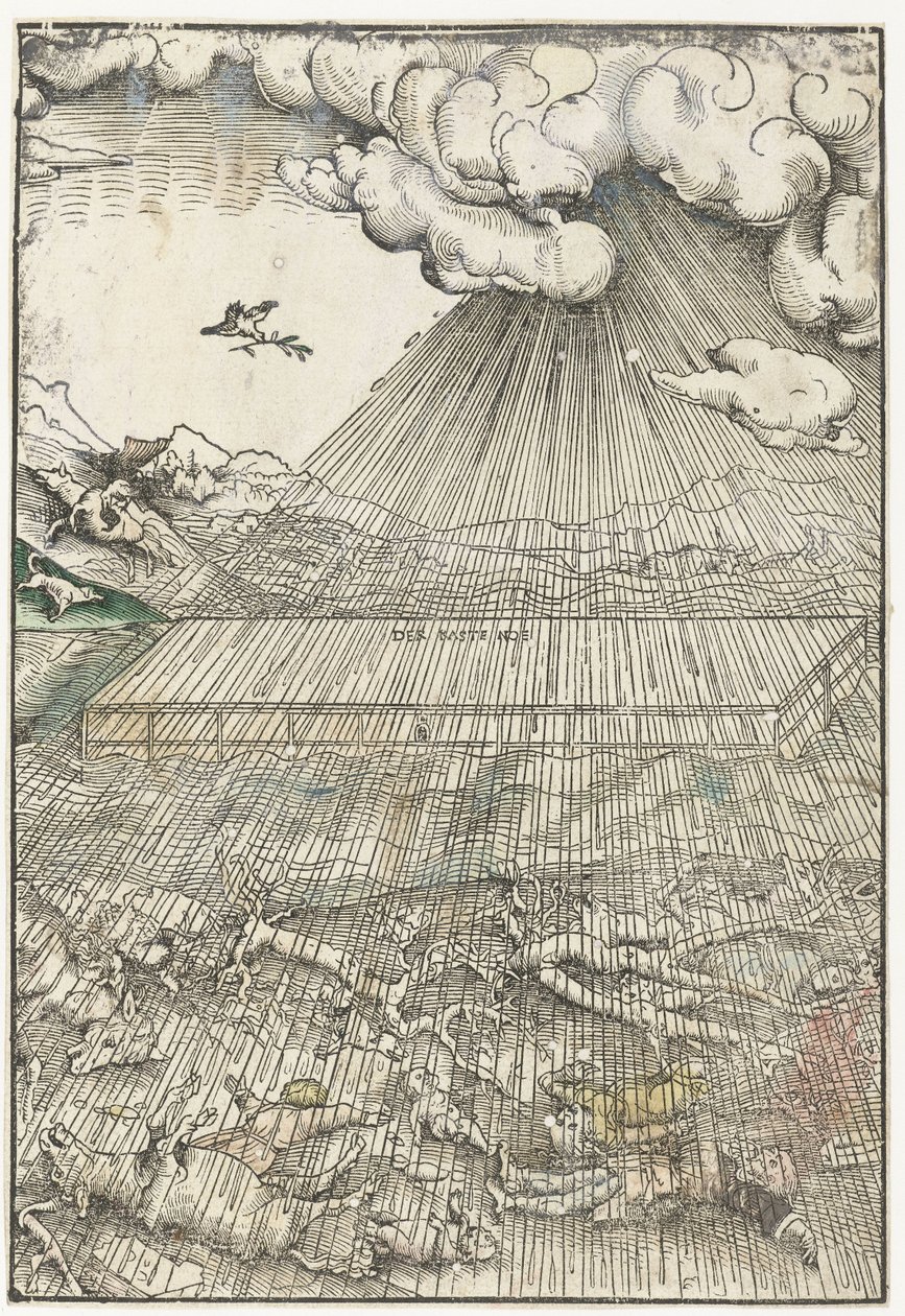 Översvämning och Noaks ark av Lucas Cranach