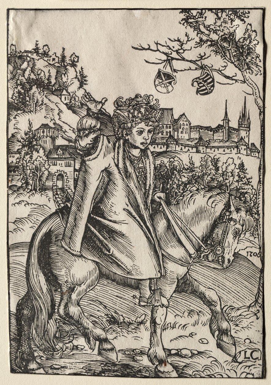 En pojke till häst av Lucas Cranach