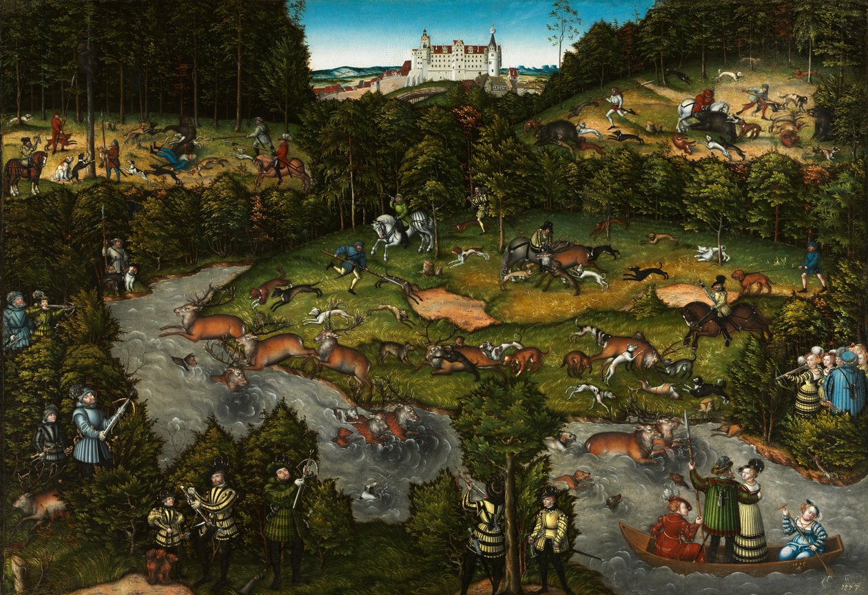 Jakt nära Hartenfels slott, 1540 av Lucas Cranach