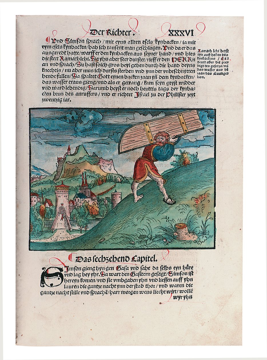Illustration från Gamla testamentet, del II, Joshua - Esther, från Bibeln, översatt av Martin Luther, Wittemberg, 1524 av Lucas Cranach