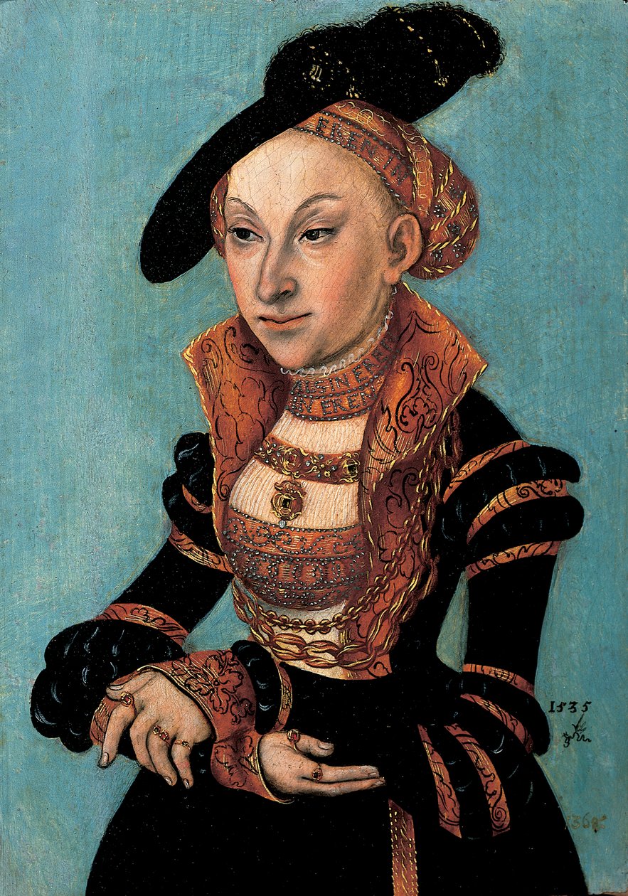 Porträtt av Sibylle von Cleve, kurfurstin av Sachsen, 1535 av Lucas Cranach