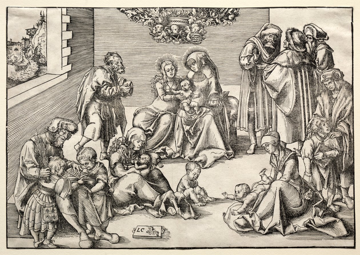 Den heliga familjen och släkten av Lucas Cranach