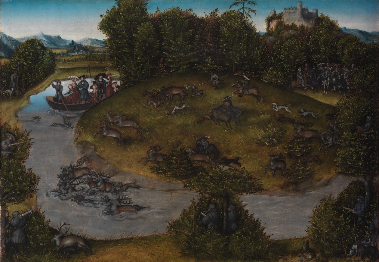 Hjortsjakten på kurfursten Fredrik den vise (1463-1525) av Sachsen av Lucas Cranach d.Æ.