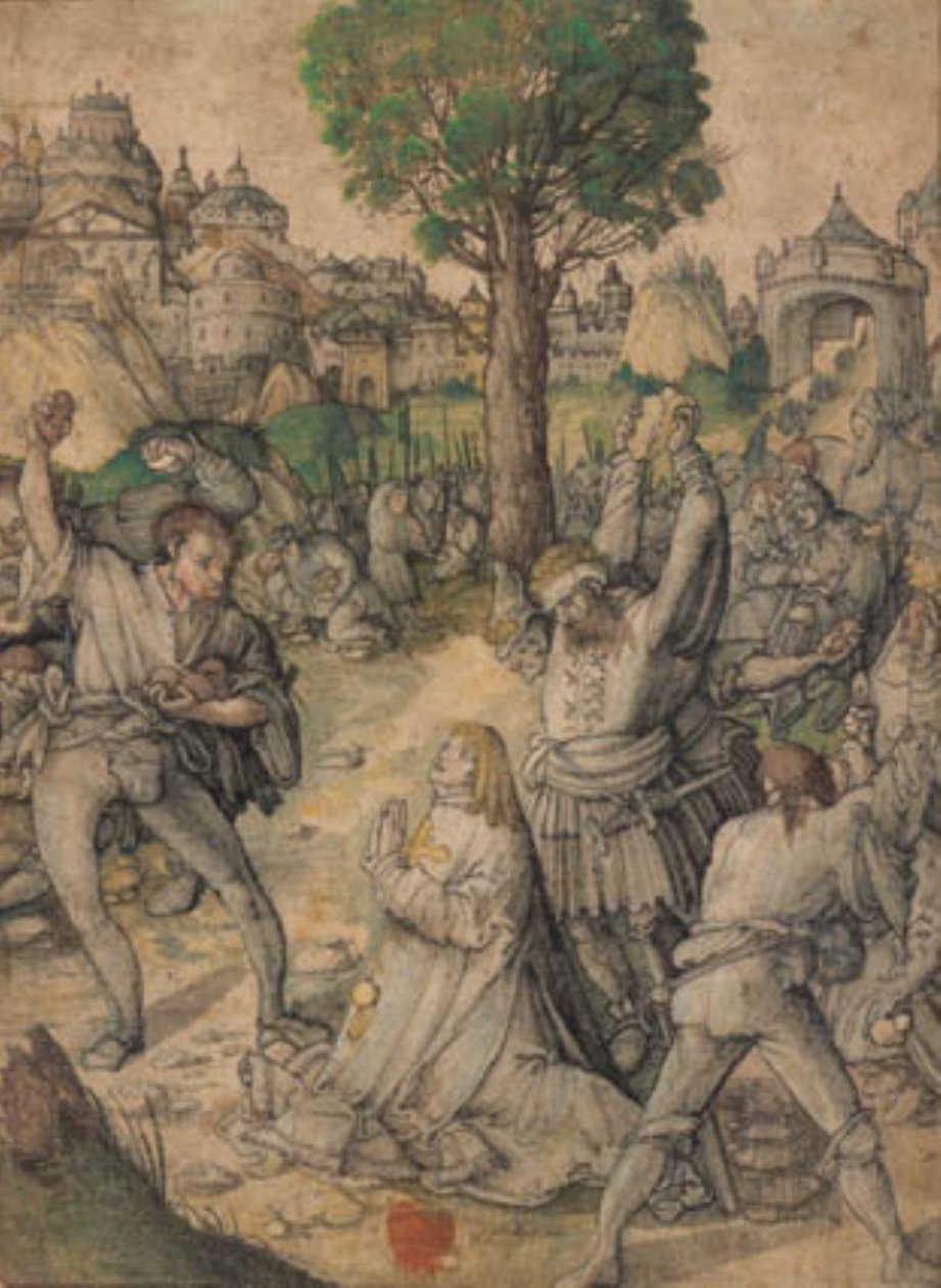 Steningen av St Stephen utanför Jerusalems gyllene port av Lucas Cranach d.Æ.