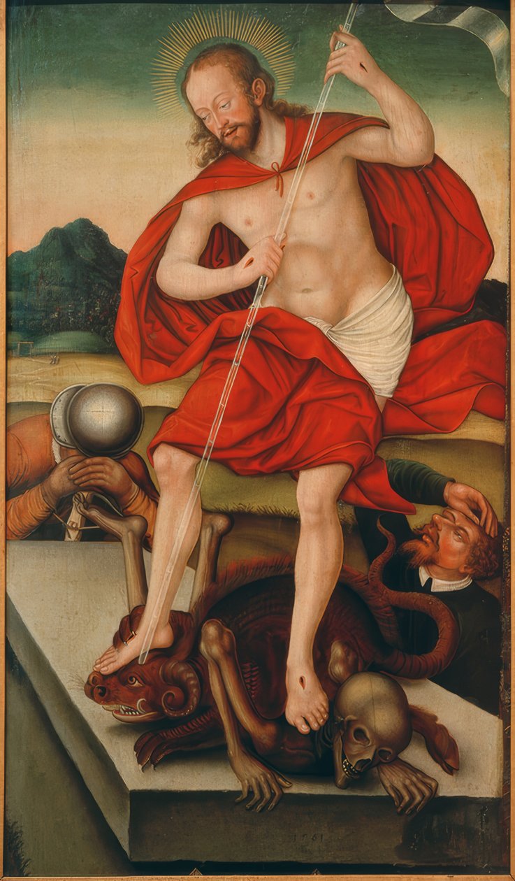 Kristus som segrare över döden och djävulen av Lucas Cranach der Jüngere