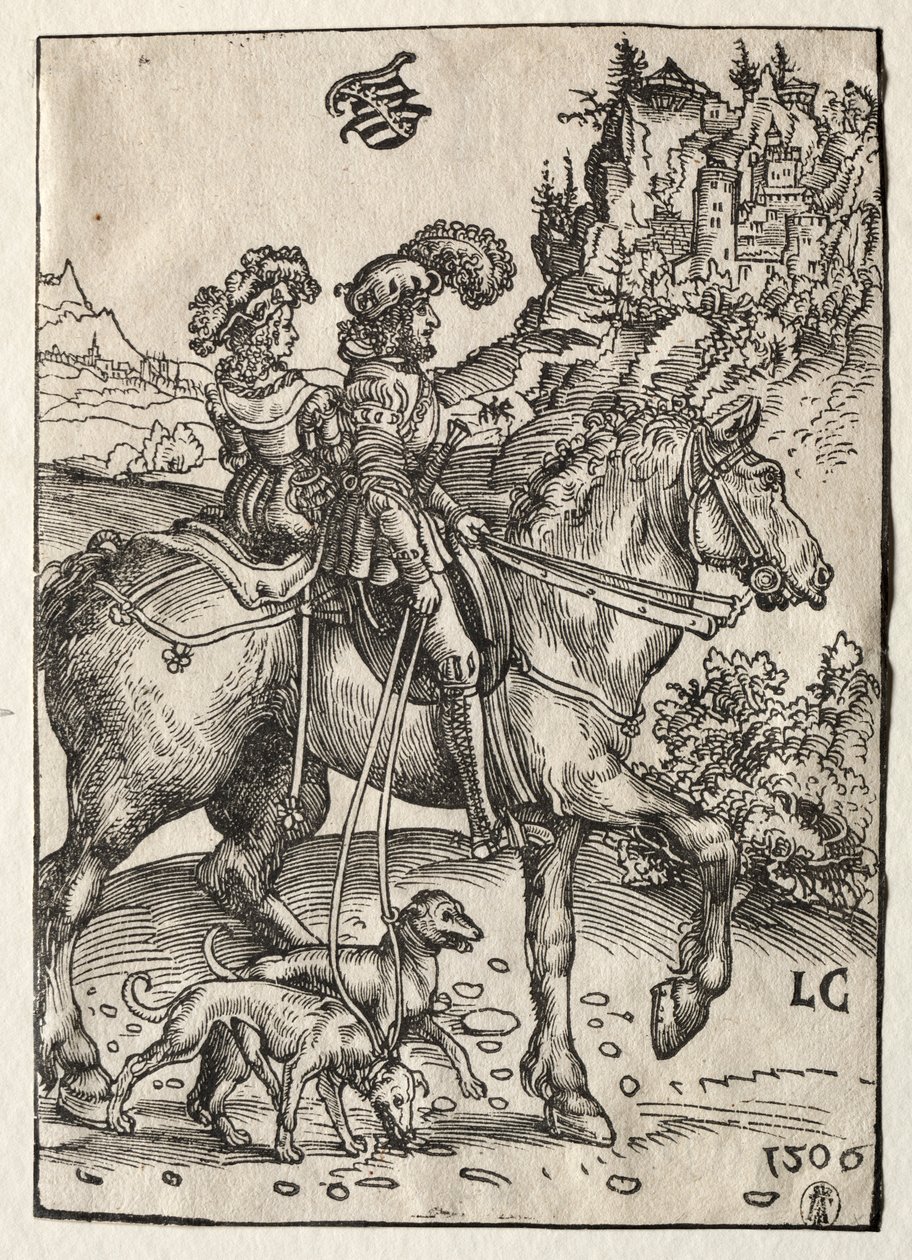 A Gentleman and a Lady Riding to the Chase, 1506. av Lucas Cranach the Elder