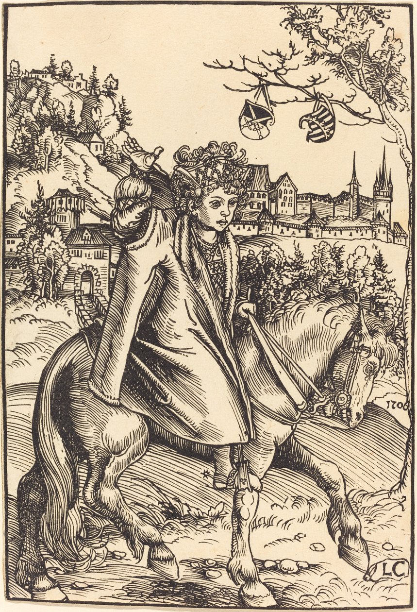 En sachsisk prins till häst av Lucas Cranach the Elder