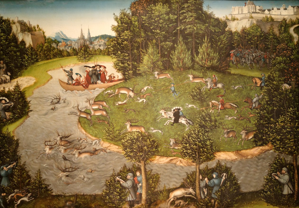 En hjortjakt med kurfursten Friedrich den vise av Lucas Cranach the Elder
