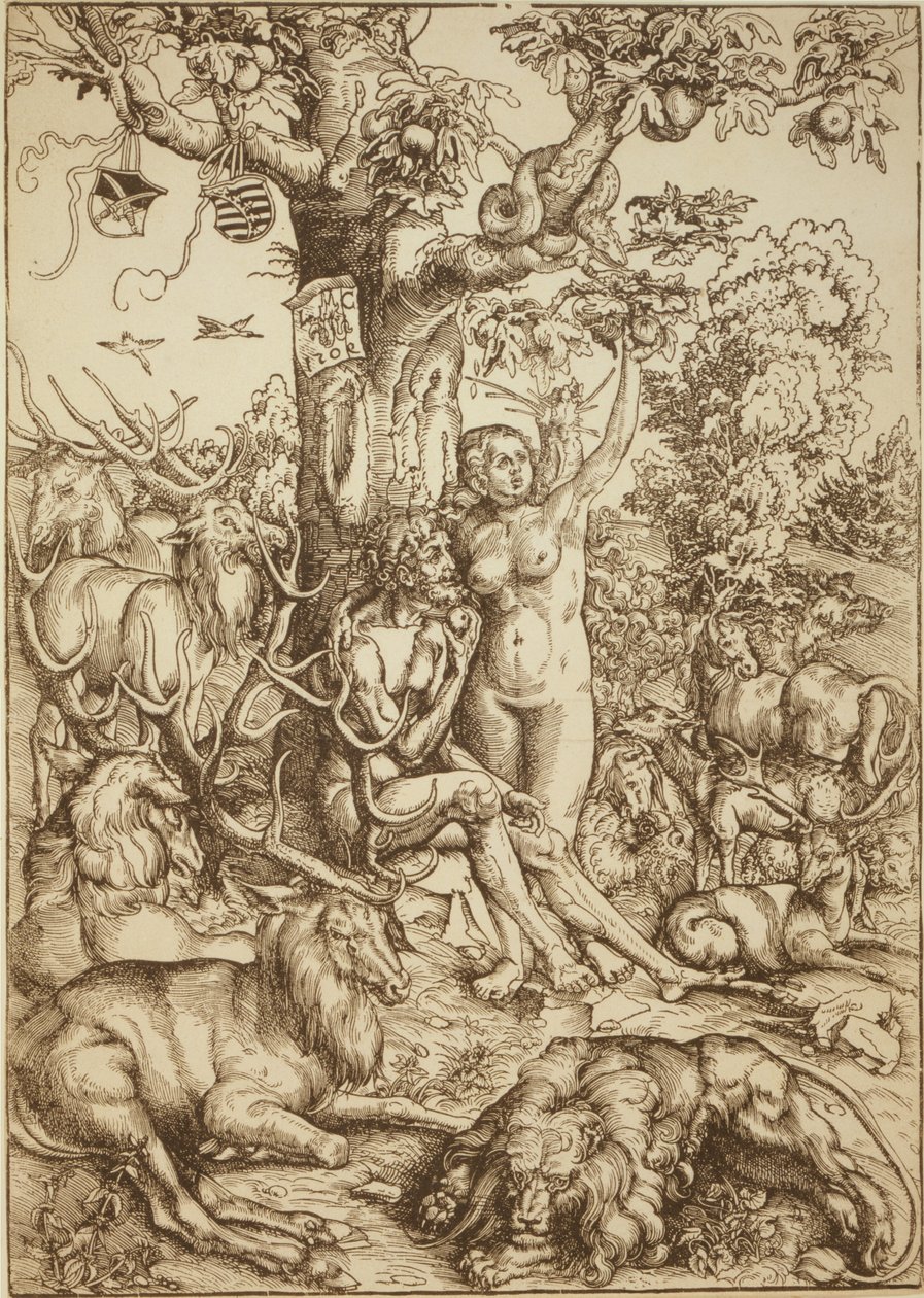 Adam och Eva i paradiset av Lucas Cranach the Elder