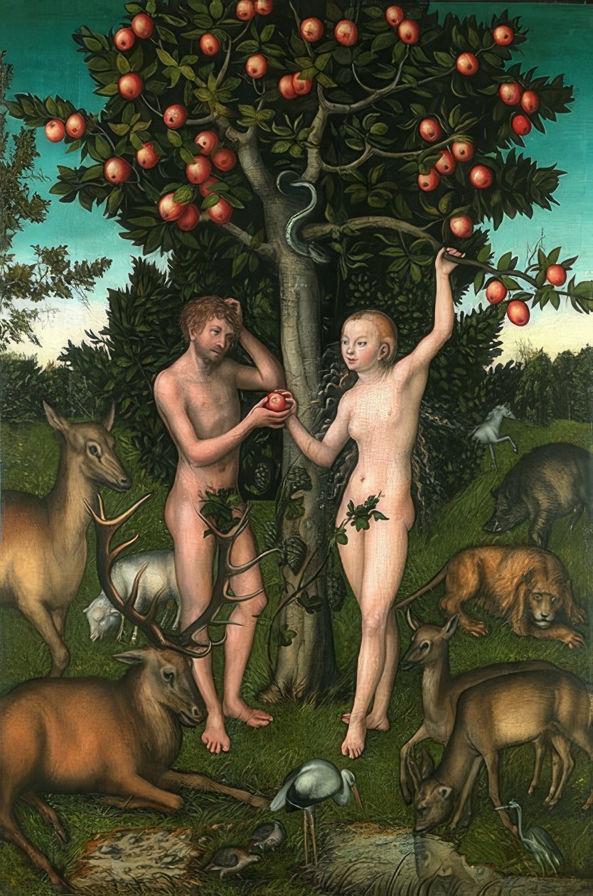 Adam och Eva. 1526 av Lucas Cranach the Elder