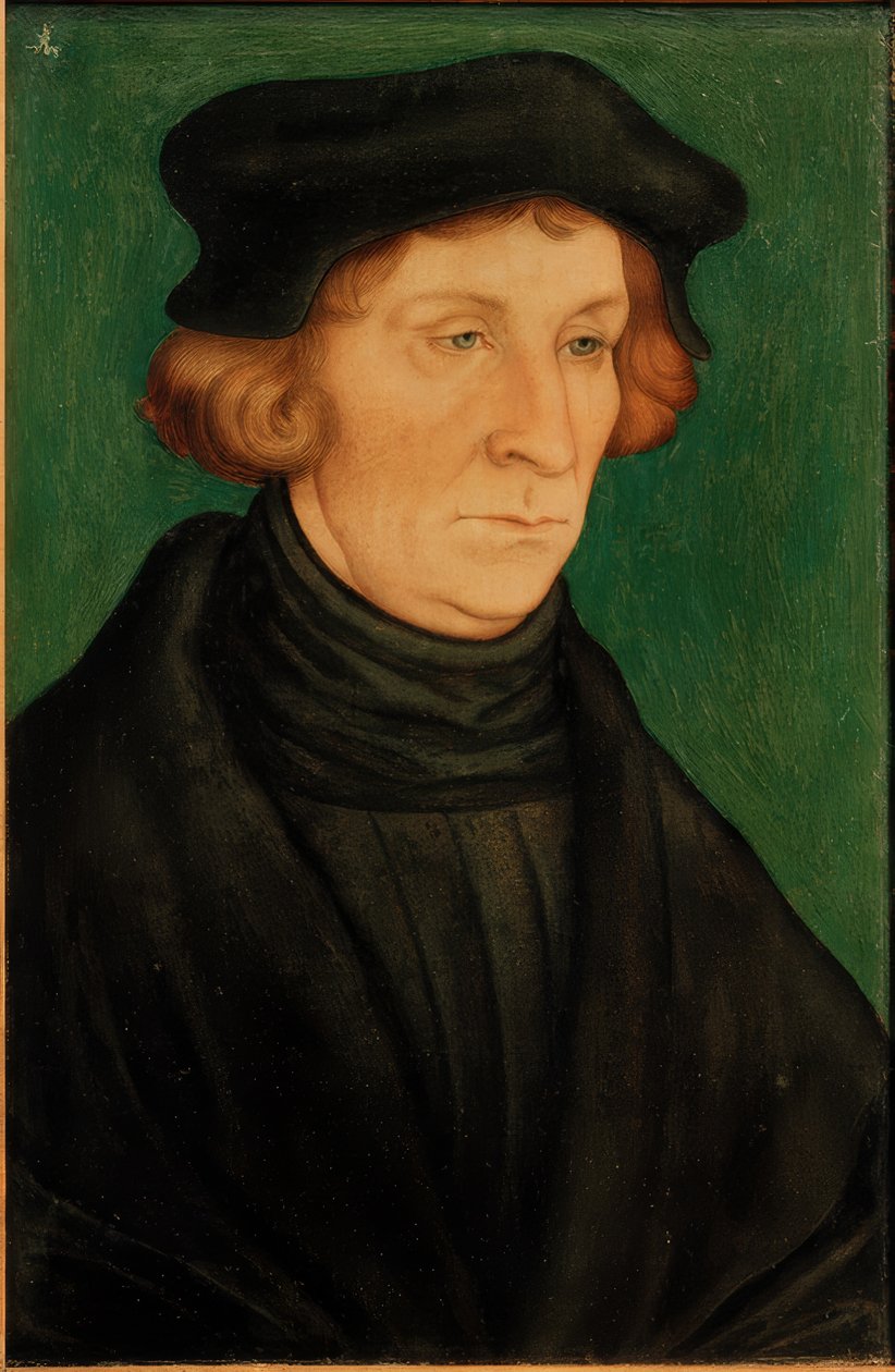 Porträtt av en lärd (Otto Brunfels) av Lucas Cranach the Elder