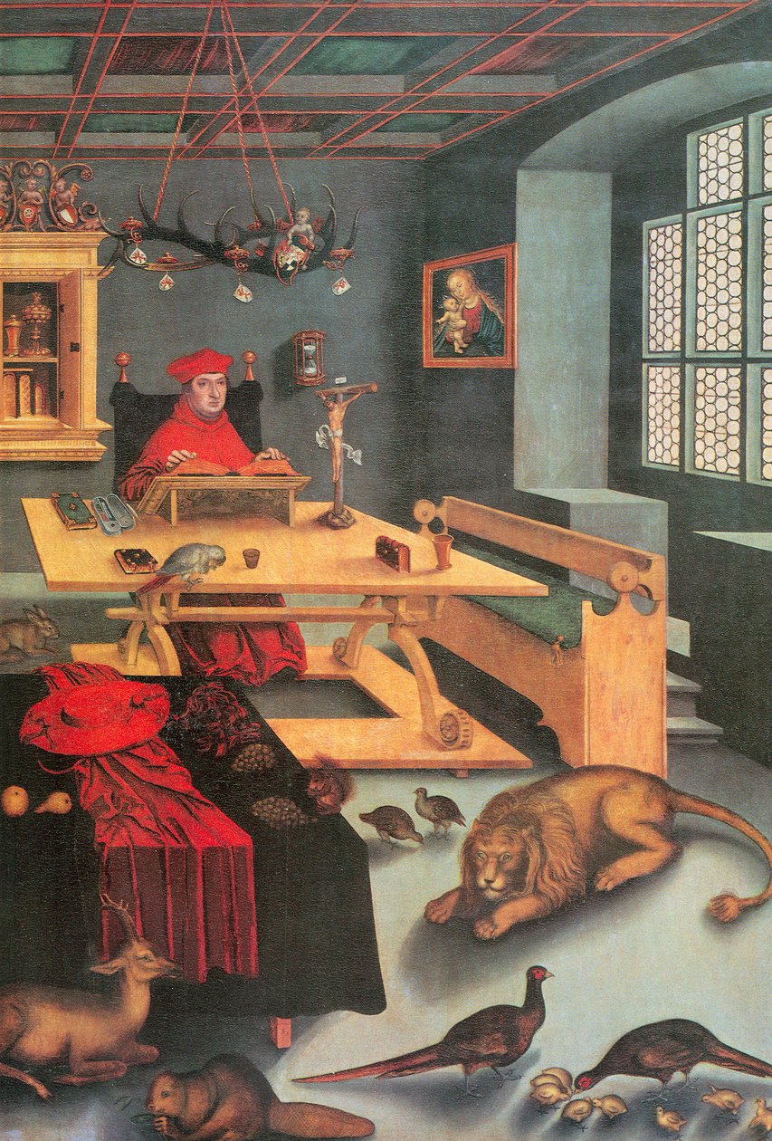 Sankt Hieronymus - Kardinal Albrecht av Brandenburg av Lucas Cranach the Elder
