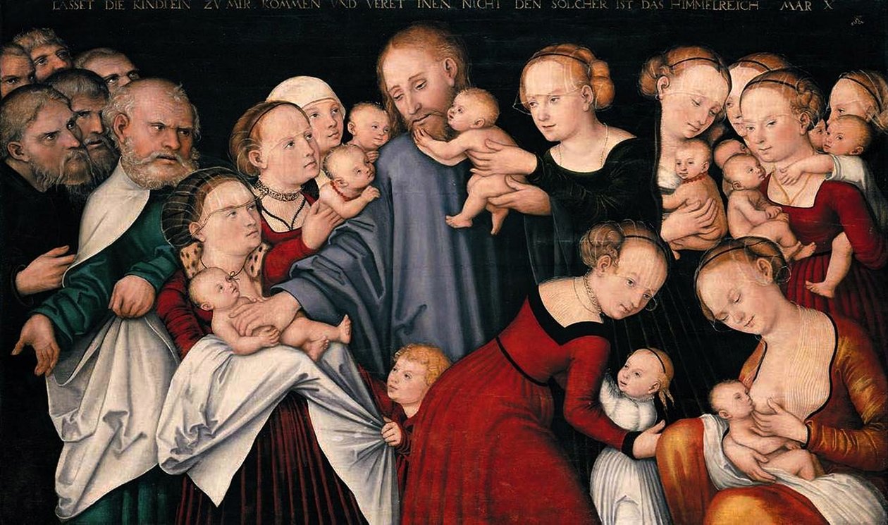 Kristus välsignar barnen, ca 1540 av Lucas Cranach the Elder