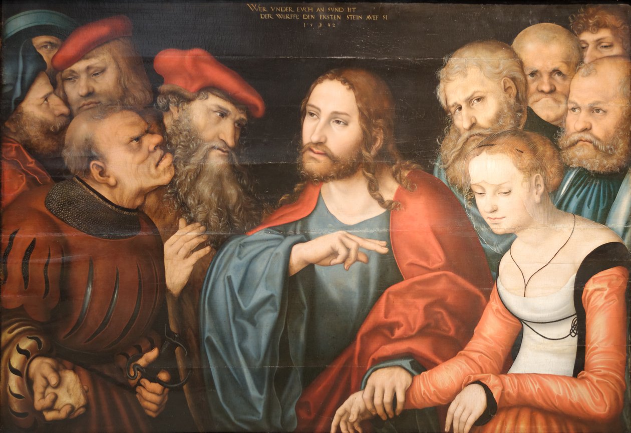 Kristus och äktenskapsbryterskan av Lucas Cranach the Elder