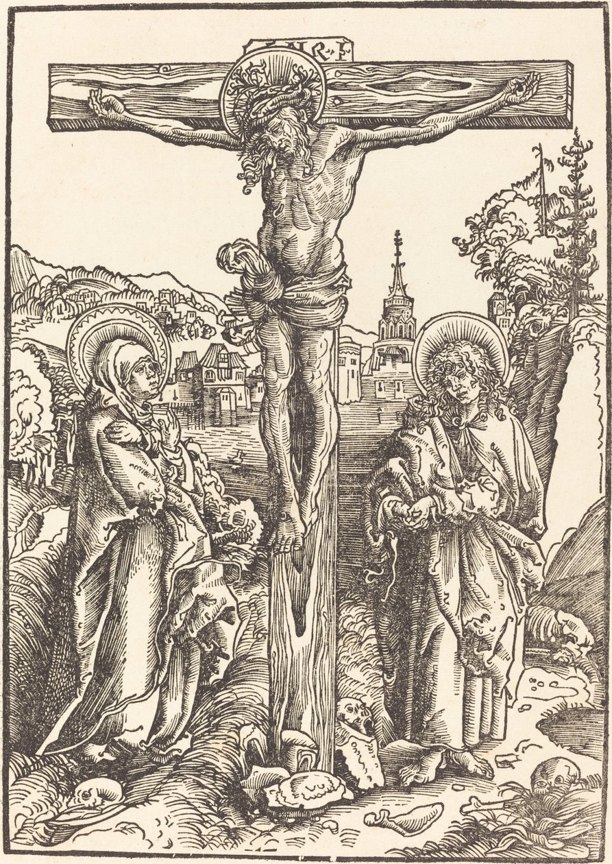 Kristus på korset mellan Jungfrun och Johannes av Lucas Cranach the Elder