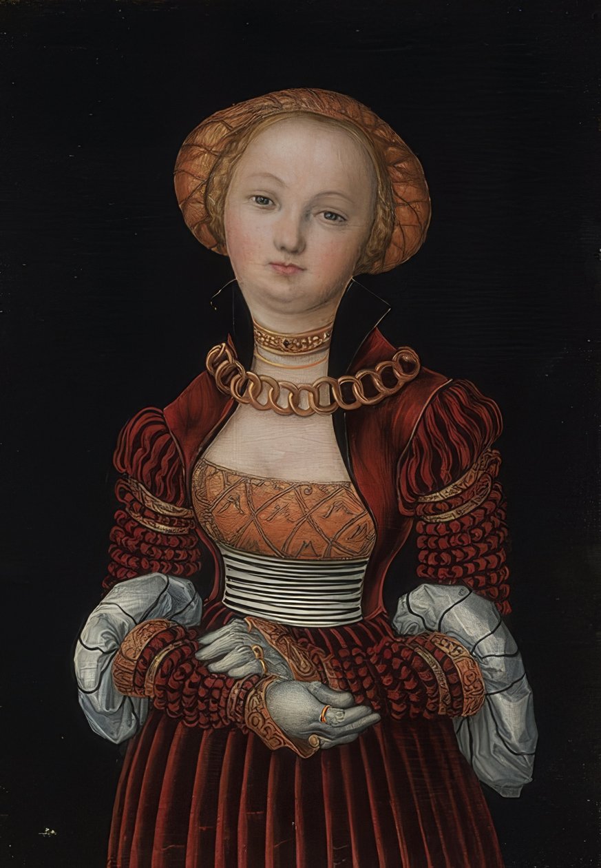 Kvinna porträtt. Omkring 1525 av Lucas Cranach the Elder