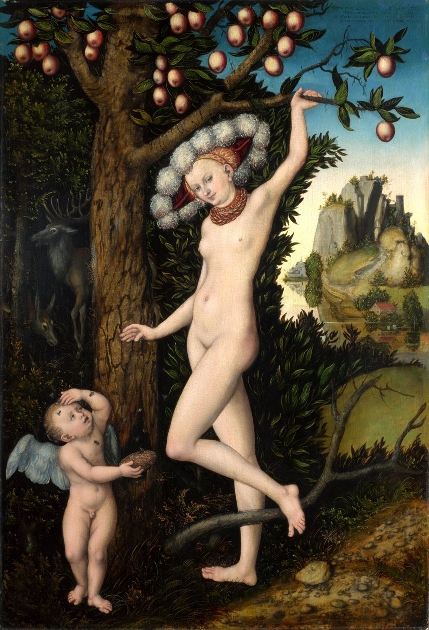 Tyska: Amor beklagt sich bei Venus Cupid klagar till Venus av Lucas Cranach the Elder