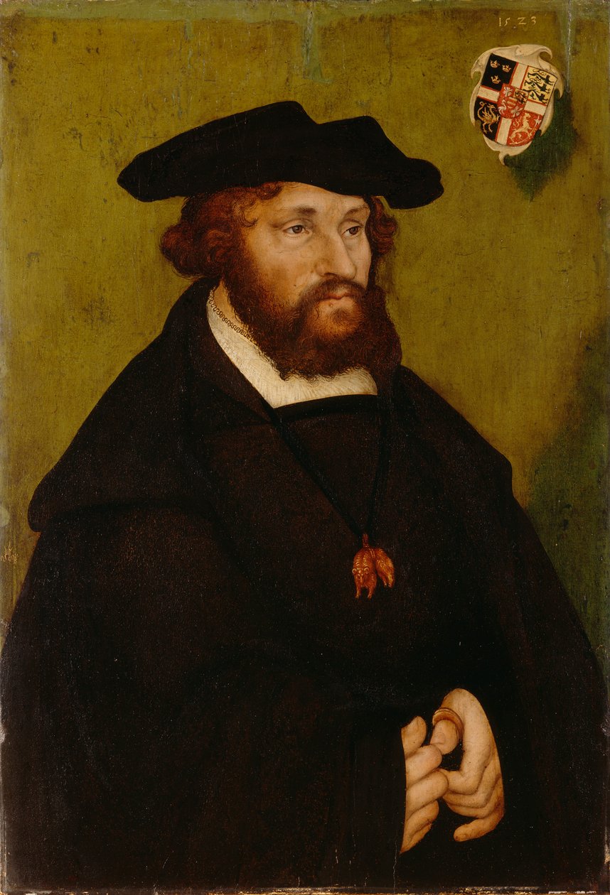 Tyska: Bildnis König Christians II. von Dänemark Porträtt av kung Christian II av Danmark av Lucas Cranach the Elder