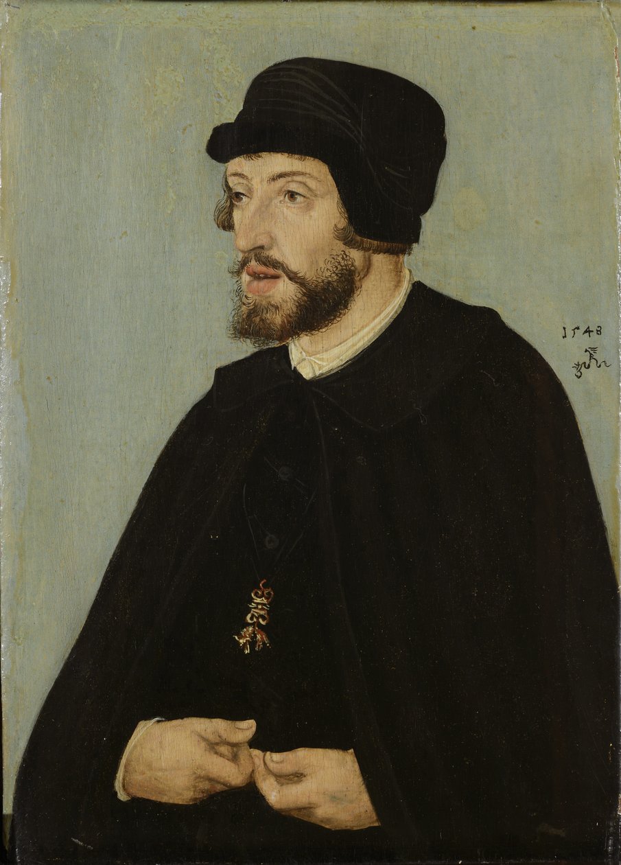 Tyska: Bildnis König Ferdinands I. Porträtt av Ferdinand I, tysk-romersk kejsare av Lucas Cranach the Elder