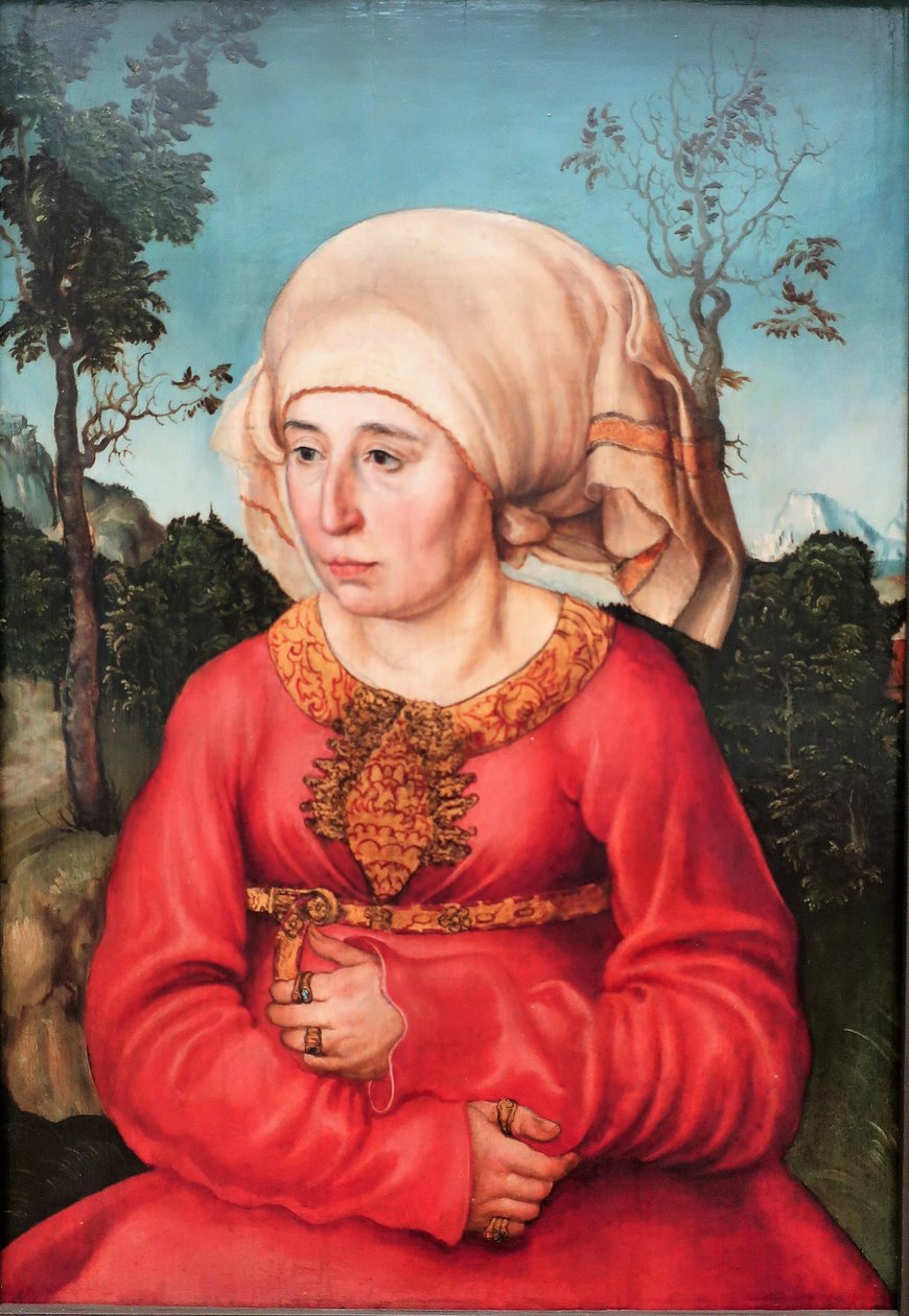 Tyska: Bildnis der Frau eines Rechtsgelehrten Porträtt av en jurists hustru av Lucas Cranach the Elder