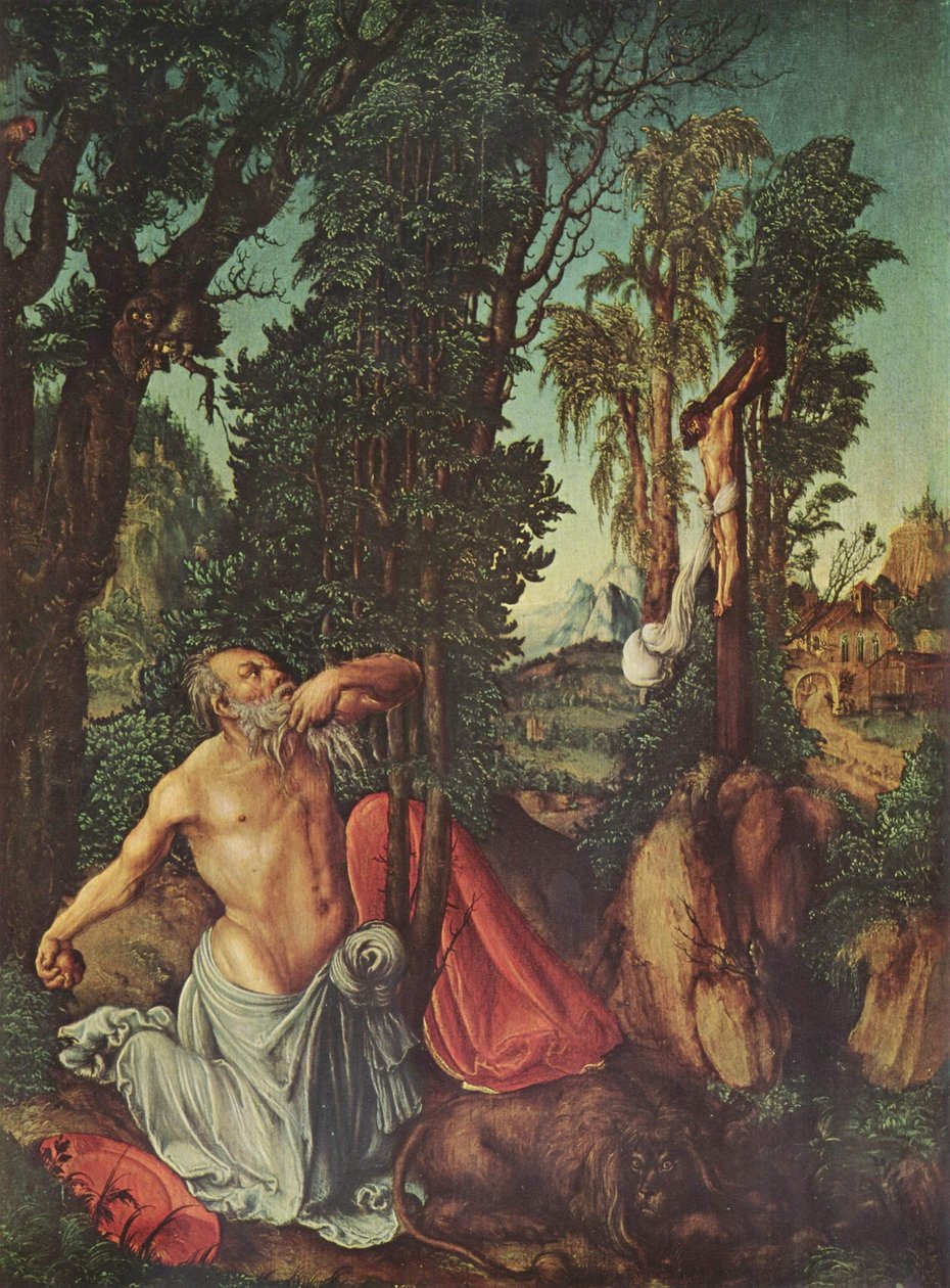 Tyska: Penitent St Jerome Penitent Saint Jerome av Lucas Cranach the Elder