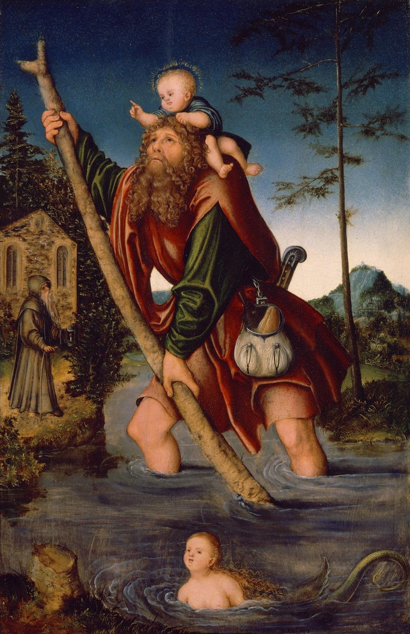 Tyska: Der heilige Christophorus Sankt Kristoffer av Lucas Cranach the Elder