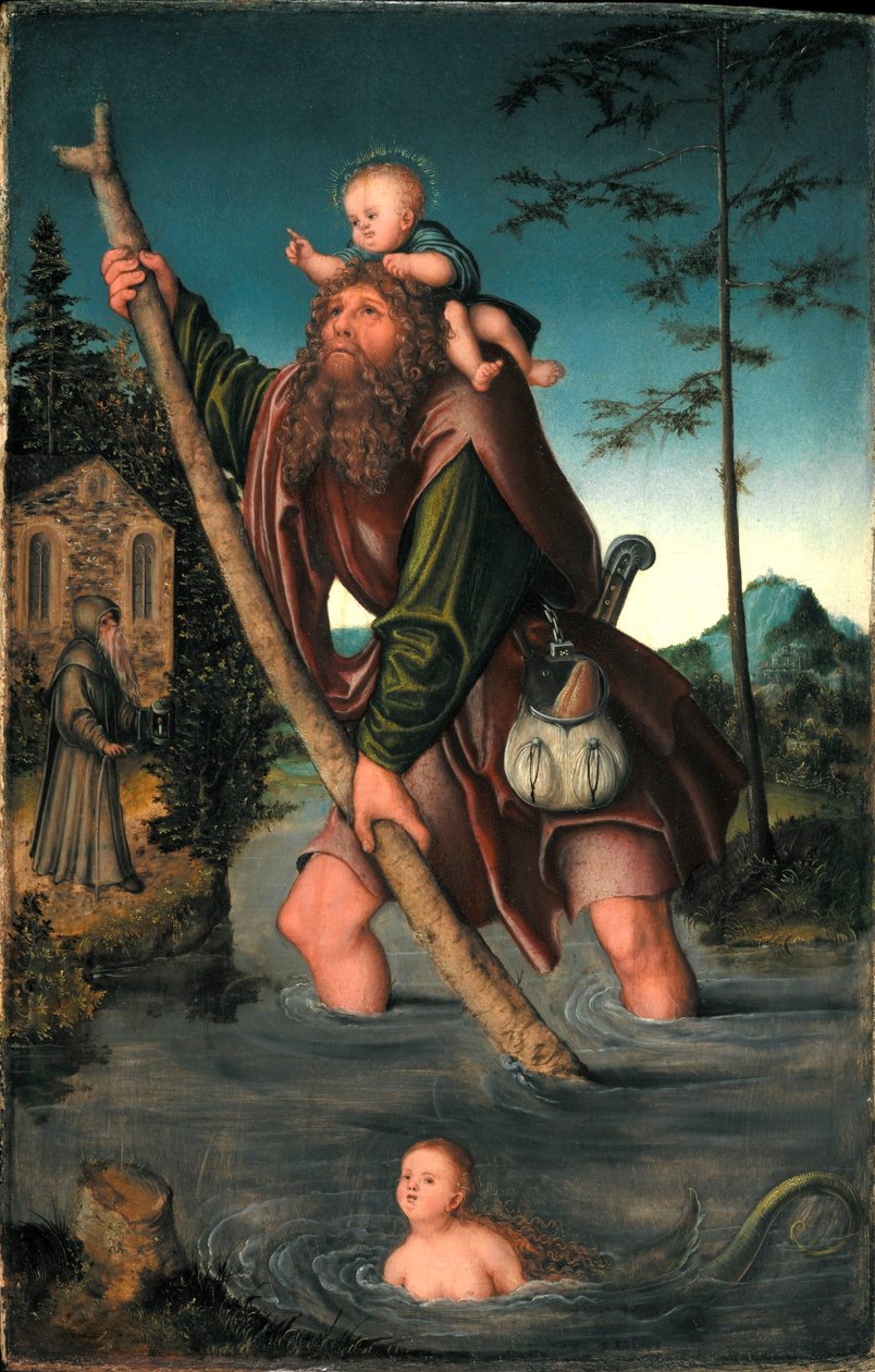 Tyska: Der heilige Christophorus Sankt Kristoffer av Lucas Cranach the Elder