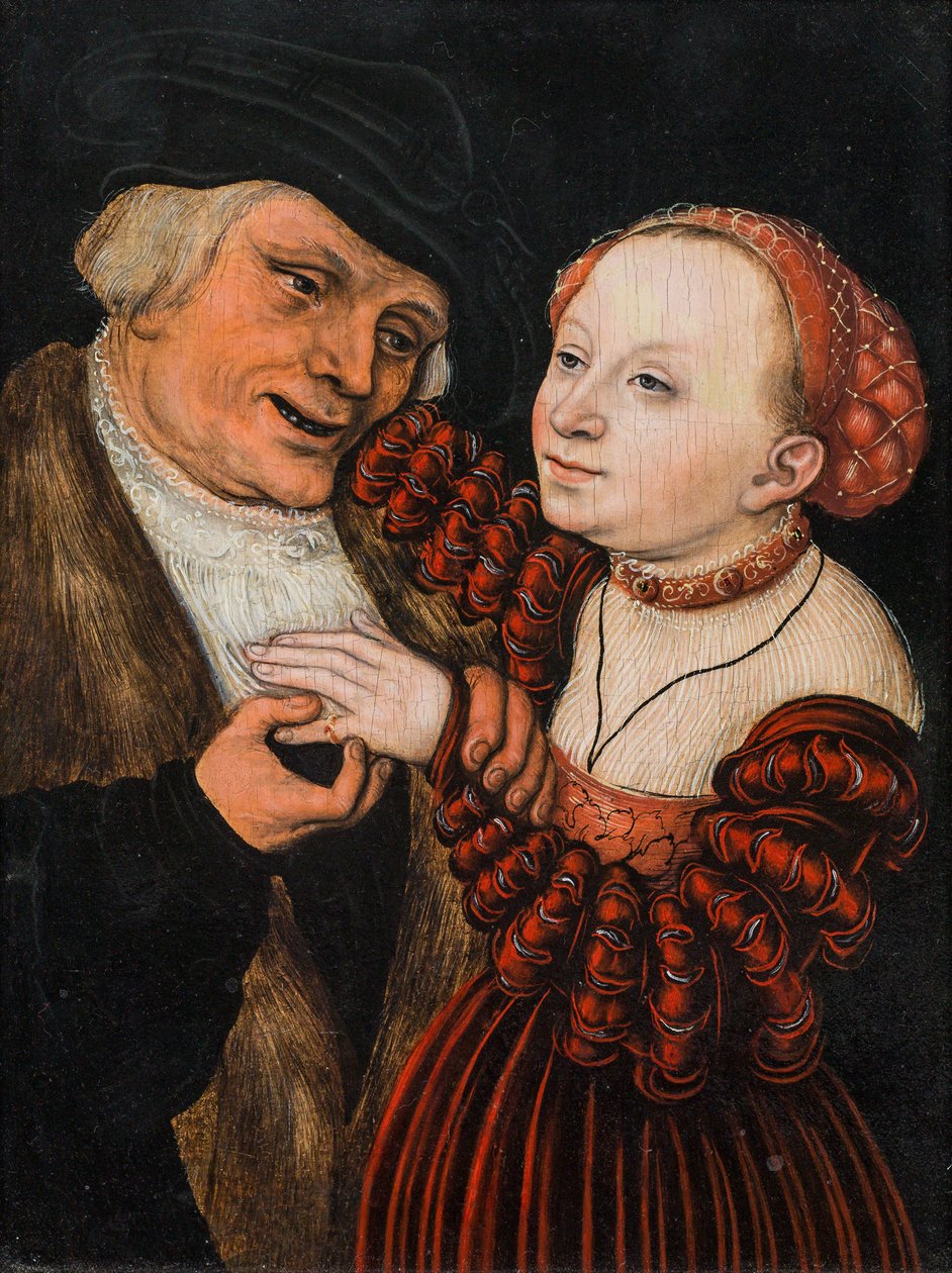 Tyska: Der verliebte Alte De olyckligt lottade kärleksparet av Lucas Cranach the Elder