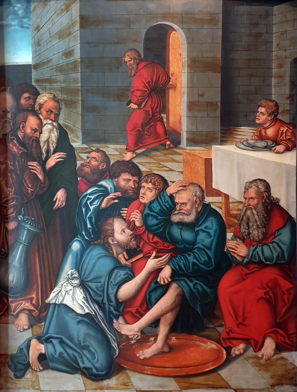 Tyska: Die Fußwaschung der Apostel Passionscykeln: Kristus tvättar apostlarnas fötter av Lucas Cranach the Elder